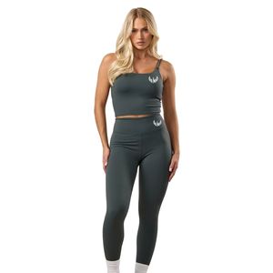 Legging vert foncé pour femmes, pantalon de compression taille haute, extensible, vêtements de sport, vêtements d'entraînement - Product Image 1