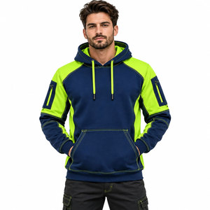 Sweat à capuche de travail haute visibilité pour homme, vert marine, manches longues, pull de sécurité, vêtements de travail à capuche - Product Image 2