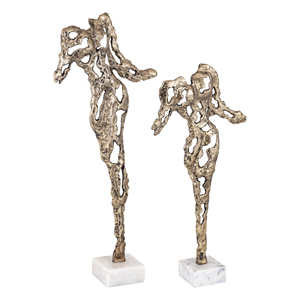 Artistic Vertical Gold Metal Ornament Minimalist Abstract Sculpture for Luxury Hotel Lobby & Executive Desktop Decor - Product Image 6