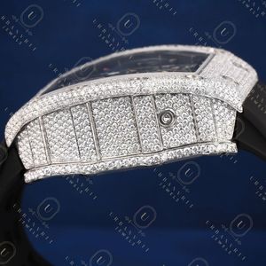 Montre mécanique artisanale en acier inoxydable, affichage analogique, mouvement automatique, diamants moissanite taille ronde, clarté VS VVS EF - Product Image 5
