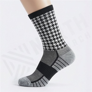 <b>Crew</b> <b>Socks</b> Houndstooth Pattern Black Gray Cotton Polyester Spandex Breathable Daily Wear Adult Autumn Casual Style - Product Image 3