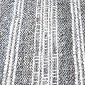 Gray <b>White</b> Striped Jute Area <b>Rug</b> Woven Cotton Blend Carpet Neutral Home Decor for Living Room <b>Bedroom</b> - Product Image 4