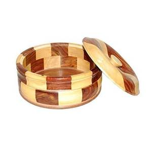 Boîte à chapati en bois, casserole, récipient à fondue avec couvercle en bois, écologique, compatible lave-vaisselle, chauffe-plats, prix de gros, pour cuisine domestique et hôtels - Product Image 1
