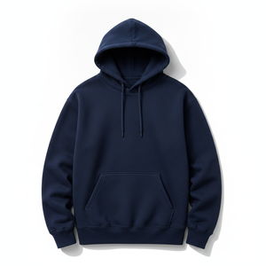 <b>Men's</b> Oversized Pullover Hoodie <b>Navy</b> Cotton <b>Fleece</b> Kangaroo Pocket Drawstring Streetwear Winter Sweatshirt - Product Image 3
