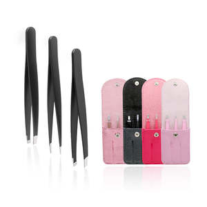 Juego de Pinzas para Cejas de Acero Inoxidable 3 en 1 con Punta Curva y Puntiaguda, Diseño de Lujo Ecológico con Bolsa de PU, Ligeras - Product Image 3