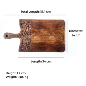 Tabla de cortar de madera de nogal con elegante relieve floral intrincado tallado y mango superior, robusta para cocina, ideal para cortar verduras. - Product Image 3