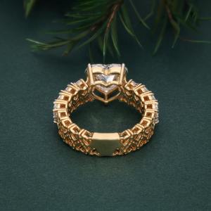 Bague de fiançailles en or massif 18 carats plaqué rhodium avec diamant taille cœur en pierre naturelle, sertie à griffes, romantique, unisexe, bijoux fins - Product Image 2