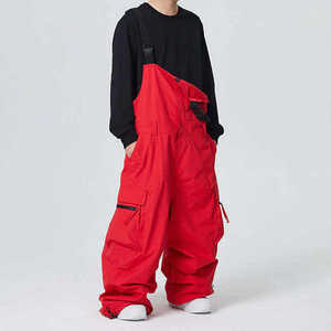 Salopette de ski imperméable unisexe, pantalon de snowboard rouge ample, pantalon cargo d'hiver pour activités de plein air, salopette de neige - Product Image 6