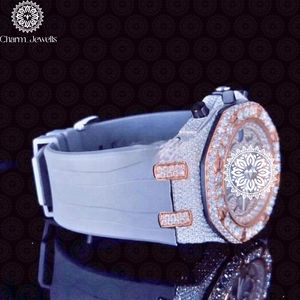 Montre de luxe unisexe Charm Jewels, boîtier en acier inoxydable de 40 mm, verre en cristal, mouvement mécanique analogique, date automatique, étanche 10 bars - Product Image 5