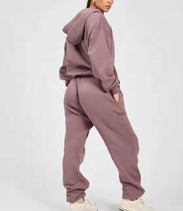 Conjunto Deportivo Unisex de Algodón con Capucha, Color Sólido, Corte Holgado, Sudadera y Pantalones Largos con Bolsillos Laterales, Ropa Casual de Otoño - Product Image 3