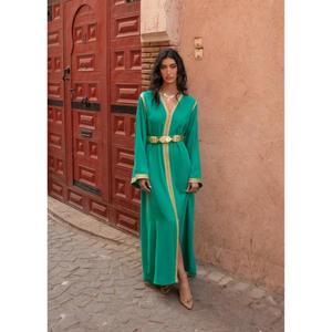 Premium V Neck <b>Kaftan</b> Finished With Sfeefa And Silk Buttons Aakaids Front Shoulder Details With Sfeefa And Full Sleeves Finished - Product Image 4