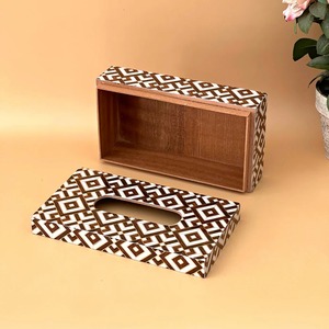Boîte à mouchoirs et serviettes en bois imprimé, organisateur de table multifonctionnel pour la maison, la salle à manger, la cuisine, le bureau, la décoration de comptoir - Product Image 2