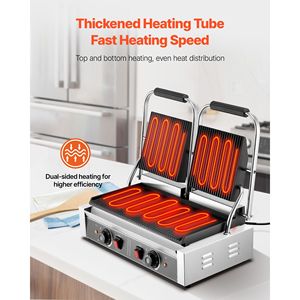 Griglia Elettrica Commerciale per Panini 3600W in Acciaio Inox, Doppia Piastra per Sandwich con Controllo della Temperatura, Attrezzatura da Cucina Professionale - Product Image 2