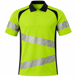 Men's Women's High Visibility Reflective <b>Polo</b> Shirt Long Sleeve Fluorescent Safety Workwear Seamless Fusing Breathable Polyester - Product Image 5