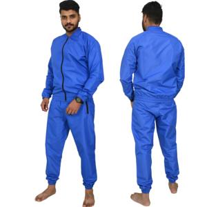 Ensemble de survêtement en polyester personnalisable pour homme, veste coupe-vent deux pièces, bleu, fermeture éclair, séchage rapide, coupe-vent, été - Product Image 1