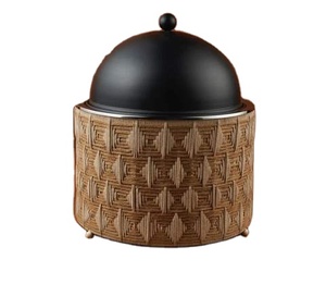 หม้ออุ่นอาหารโลหะดีไซน์แบบดั้งเดิมสีดำและน้ำตาลหม้อปรุงอาหารแฮนด์เมดสไตล์คลาสสิกใหม่ - Product Image 1