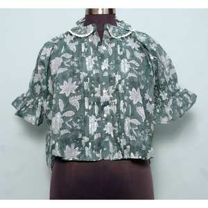 Vestidos Casuales de Oficina de Verano Coreanos 100% Algodón para Mujer, Manga 3/4, Cuello Redondo, Estampado Floral, Estilo Dulce Vintage, Ecológico - Product Image 1