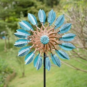 Solar Blue <b>Leaf</b> Stake Wind Spinner Garden Solar <b>Lights</b> with Wind Sensor & Durable Material - Product Image 2