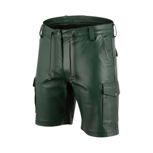 Servicio OEM, Pantalones Cortos de Cuero para Hombre, Personalización Disponible, Cordón Ajustable, Transpirables, Seis Bolsillos, Pantalones Cortos de Cuero Casuales para Hombre - Product Image 5