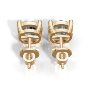 Heerani Jewels Natural Round <b>London</b> Bluet Topaz 925 Sterling Silver Classic Stud Vermeil Yellow Gold Unisex Earrings - Product Image 3