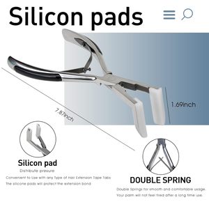 Hair Extension Pliers Stainless Steel Double Rubber Grip Micro Beads Closer <b>Tool</b> for Install and Remover <b>Silicon</b> Pads - Product Image 2