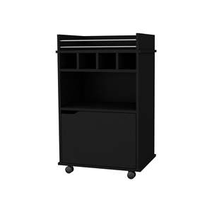 <b>Black</b> 1-Door <b>Bar</b> <b>Cart</b> for Living Room Furniture - Product Image 3