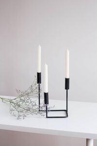 Juego de 3 portavelas de hierro de alta calidad con recubrimiento de color negro en tres tamaños diferentes de Mehsam Exports. - Product Image 5