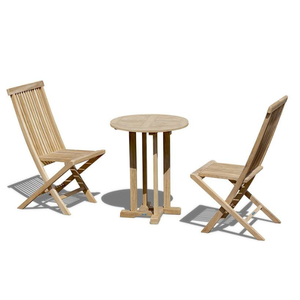 Conjunto de Mesa de Bistró y Sillas Plegables de Teca para Exteriores, Muebles de Comedor Redondos para Patio, Jardín y Hotel - Product Image 4