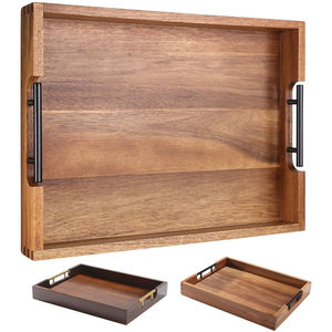 Plateau de service en bois de qualité supérieure avec poignées pour hôtel, restaurant, plateau de service alimentaire pour table, fait main, personnalisé - Product Image 5