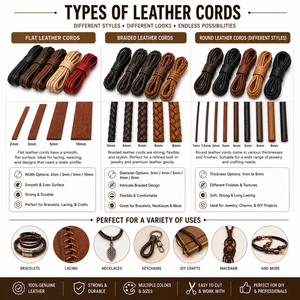 Cordon plat en cuir véritable de qualité supérieure pour la fabrication de bracelets, accessoires de bijouterie, lacets, projets de bricolage, plusieurs largeurs - Product Image 5
