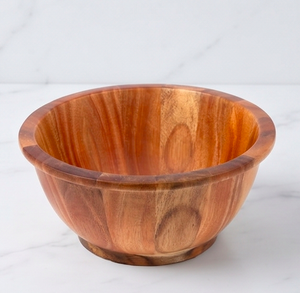 Bol de service moderne en bois d'acacia naturel, fait main, rond, pour salade, soupe, riz, usage domestique - Product Image 3