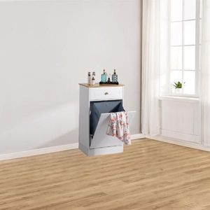 FCH White Kitchen Trash Can Cabinet with 1 Door 1 Drawer 1 Space for Dirty Clothes Bags Garbage Storage Solution - Product Image 2