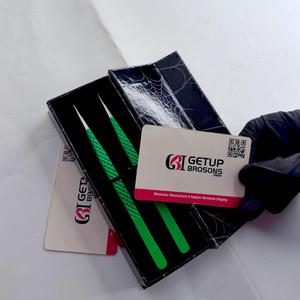 GETUP BROSONS IMPEX แหนบดัดขนตาสแตนเลสป้องกันไฟฟ้าสถิตย์ สีเขียว ด้ามจับเพชร ปลายเรียบ ขนาด 10 มม. - Product Image 4