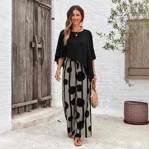 Pantalones Anchos Bohemios Estampados para Mujer, Cintura Alta, Corte Holgado, Cintura Elástica, Pantalones de Gasa con Estampado Floral para Verano - Product Image 3