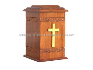 Urnes de crémation en bois de conception de croix en laiton pour adultes urnes funéraires urnes funéraires taille personnalisée fournitures funéraires - Product Image 2