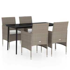 Juego de Comedor de Jardín de 5 Piezas en Ratán Sintético PE Beige - Product Image 2