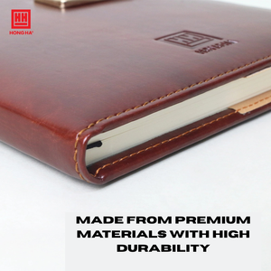 HONGHA Digital Printed Leather Thread Sewing Bound A5 Notepad with 200 Pages 80gsm <b>Paper</b> and Pen Holder for Gift - Product Image 5