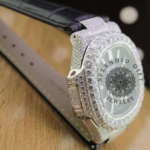 Reloj Splendid Diamond Moissanite para Hombre, Analógico de Cuarzo, Caja de Lujo, Números Romanos, Cierre Oculto, Cristal de Zafiro de 28 mm, Movimiento ETA - Product Image 2