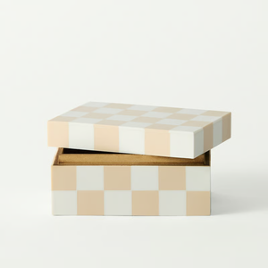Boîte à bijoux carrée moderne en MDF avec incrustation en résine écologique, logo personnalisé FAIZA CRAFT, taille personnalisée, pour femmes, rangement de bijoux - Product Image 6