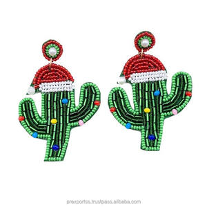 Brodé perlé bonhomme de neige boucles d'oreilles à la main bijoux de noël coloré hiver boucles d'oreilles pour les femmes fête en gros - Product Image 4