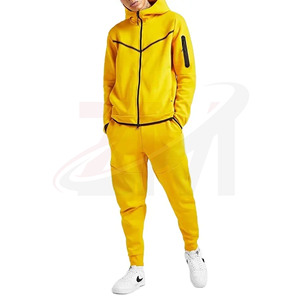 Ensemble coupe-vent de survêtement zippé deux pièces pour homme en molleton de coton épais, avec logo personnalisé, qualité supérieure, vente en gros - Product Image 1