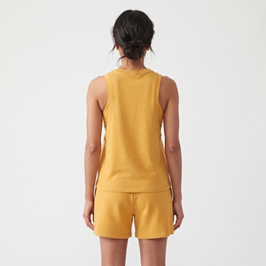 Camiseta Deportiva Amarilla de Algodón para Mujer, con Aberturas en los Brazos, Ajustada, sin Mangas, para Gimnasio, Entrenamiento y Deportes - Product Image 2