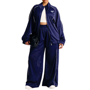 Women's Windbreaker <b>Jacket</b> and Pants Set Custom Reflective Piping Stripe Panel Tracksuit Lightweight Outdoor Activewear Hoodies - Product Image 4
