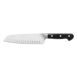 Ensemble de couteaux de cuisine à manche riveté noir avec lames argentées, bloc en bambou marron, ciseaux et aiguiseur pour la préparation culinaire à domicile - Product Image 3