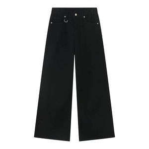 Pantalones Vaqueros de Algodón de Cintura Alta y Pierna Ancha para Hombre, Color Sólido, Cierre de Botones, Corte Holgado, Estilo Casual, para Otoño - Product Image 3
