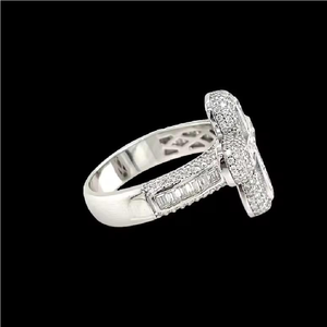 Anillo de Compromiso, Boda o Aniversario de Lujo en Plata de Ley 925 con Corte Brillante y Engaste Pavé Unisex - Product Image 2
