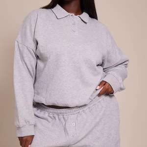 Conjunto Deportivo Casual de 2 Piezas para Mujer, Pantalones y Sudadera Holgados de Alta Calidad, Estilo Oversize con Cuello Polo - Product Image 5