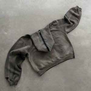 Sudadera con capucha extragrande personalizada para hombre, estilo urbano, con cremallera, de algodón 100% de alto gramaje, corte holgado, lavado ácido, tipo jersey. - Product Image 2