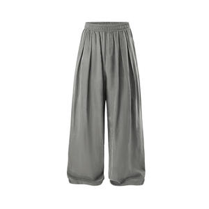 <b>Men</b> Wide Leg Pants <b>Elastic</b> <b>Waist</b> Pleated Lightweight Polyester Casual Summer <b>Trousers</b> - Product Image 4
