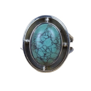 Blue Turquoise <b>Quartz</b> 925 Sterling Silver Round Brilliant Cut Claw Setting Fancy Bezel <b>Ring</b> Gift for Her - Product Image 1